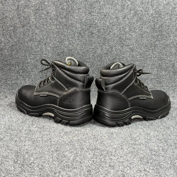 Skechers Burgin Tarlac Steel Toe Work Boots Men Size 10 Black Leather Industrial - Picture 8 of 15